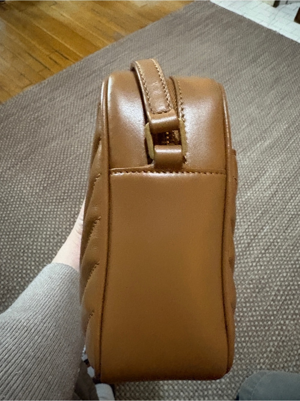 Yves Saint Laurent Chevron Quilted Leather Lou Camera Bag in Cinnamon - Picture 3 of 10